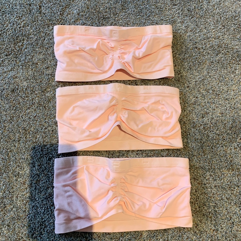 3 bandeaus (no straps) light pink
